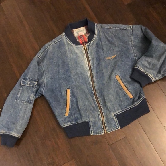 FLIGHT issue gear. Denim zip up bomber jacket.EUC! - Picture 2 of 11